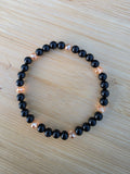 Meli Black Onyx & Blush Crystal Bracelet – Elegant Minimalist Stretch BraceletMeli Black Onyx & Blush Crystal Bracelet – Elegant Minimalist Stretch Bracelet
